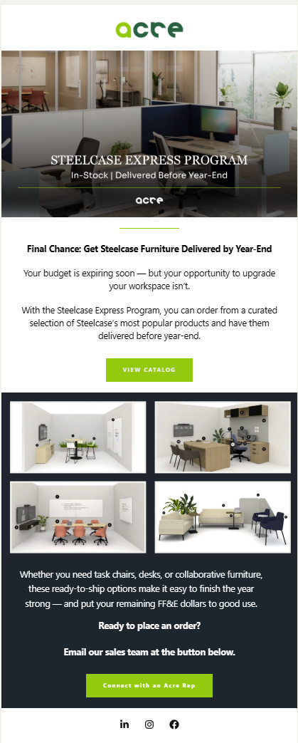 Steelcase Express Program — desktop email preview