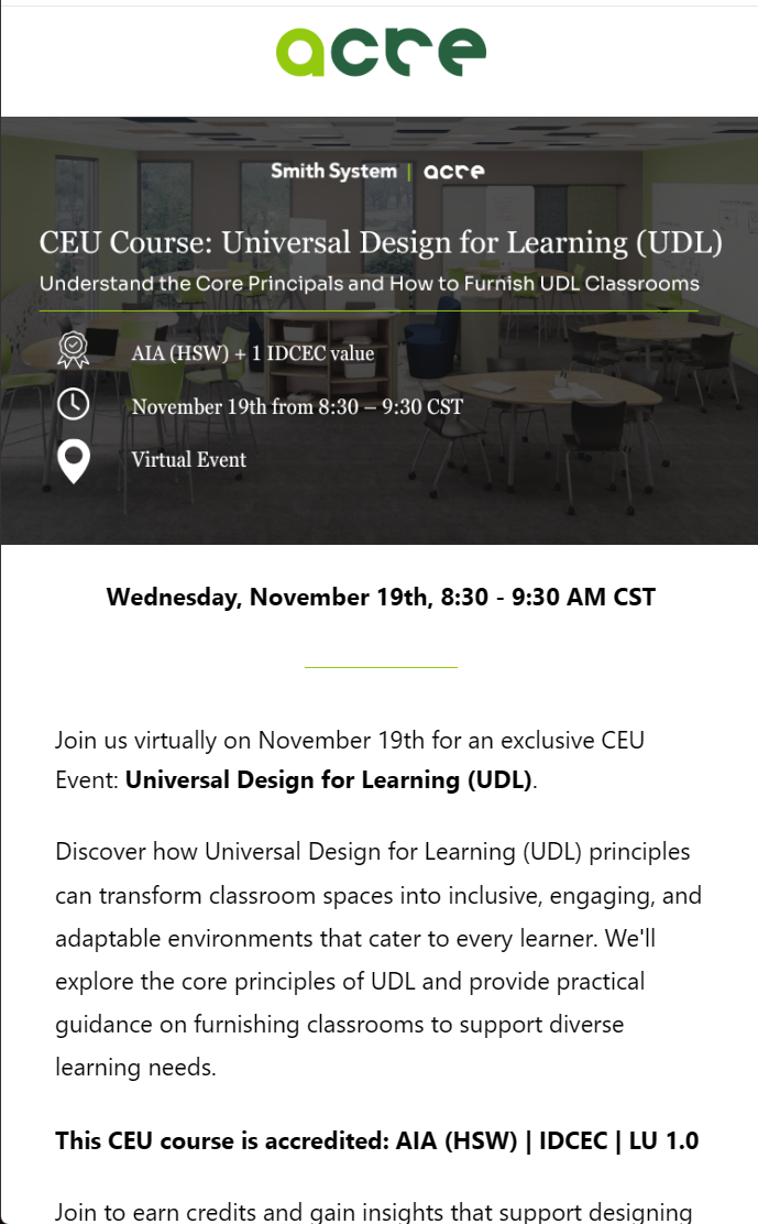 UDL CEU Course Invite — mobile email preview