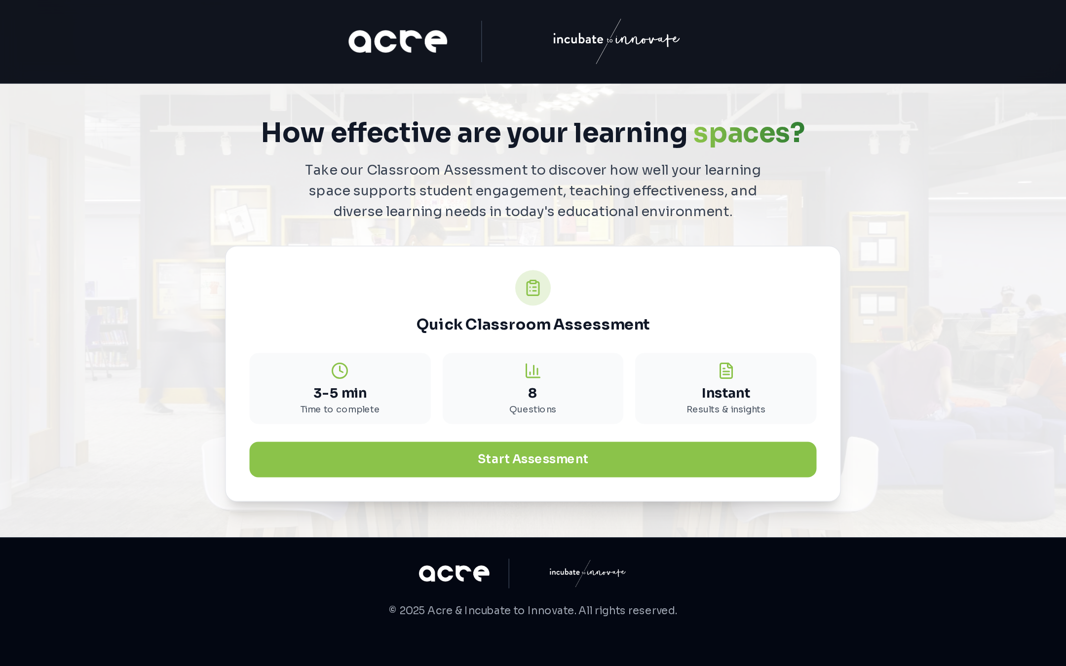 Education Spaces Assessment — desktop preview